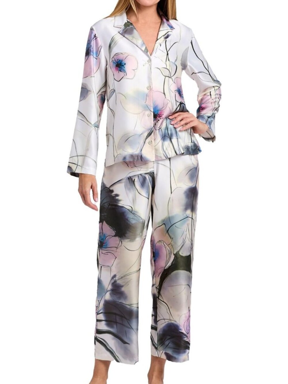 Cozy Women's Notch Pajama Set - Soft Fabric, 27" Length, 26" Inseam, Sleepwear